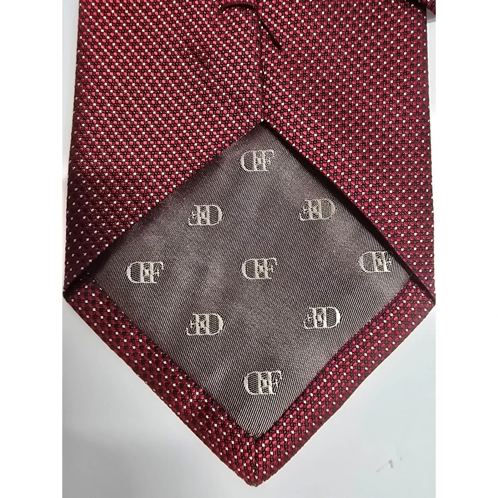 Daniel De Fasson Necktie Mens Burgundy Geometric 100% Silk Business Formal Wear